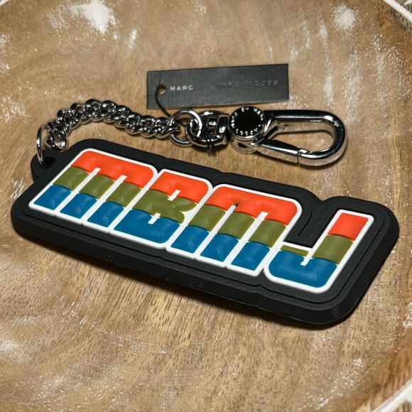 Marc by Marc Jacobs Logo Key Ring Keychain Bag Charm - Picture 2 of 9